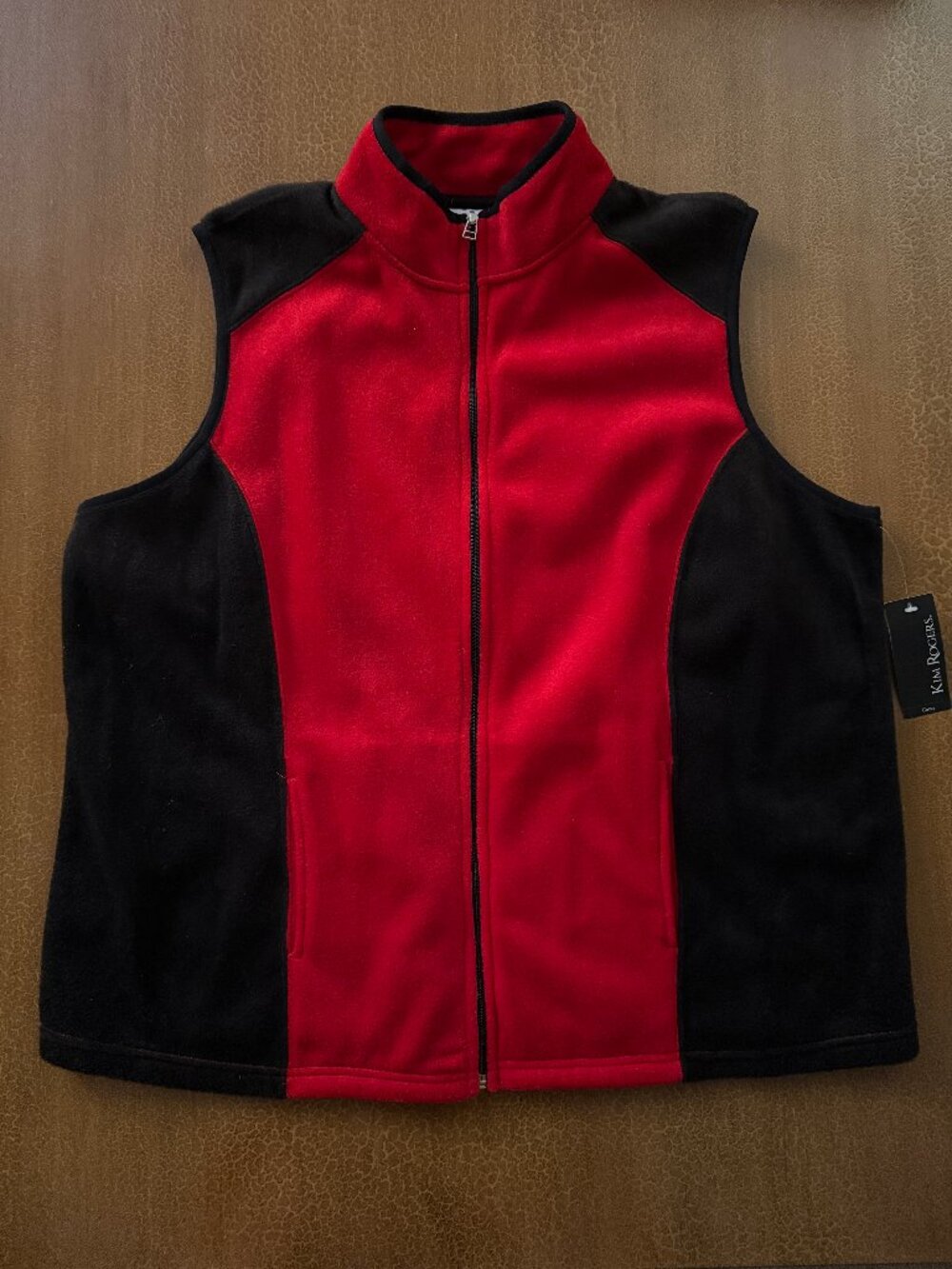 NWT Kim Rogers Red & Black Fleece Vest - Size 2X